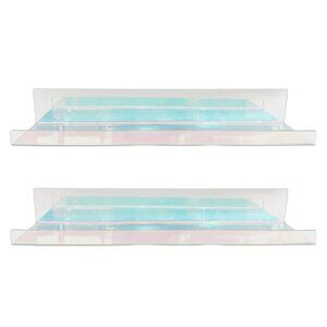 Iridescent Acrylic Floating Wall Shelves, Set of 2